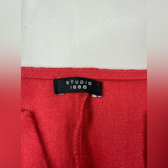 Studio 1886 Pullover Linen Blend Puff Short Sleeve Dress Size XL - Picture 5 of 9